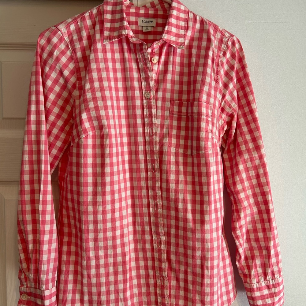 J. Crew Pink & White Gingham Shirt